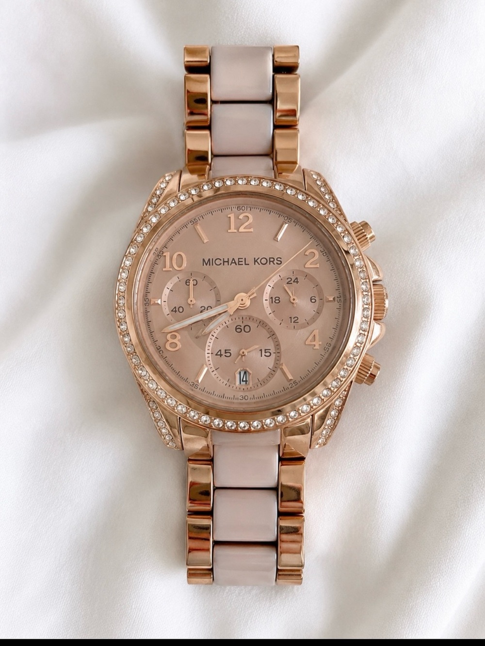 Michael Kors Blair Rose Gold Blush Acetate Stainless Steel Watch